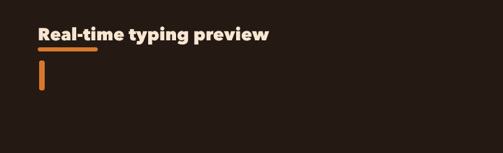 Animated preview showing your text getting typed out in real time with humanizing features.